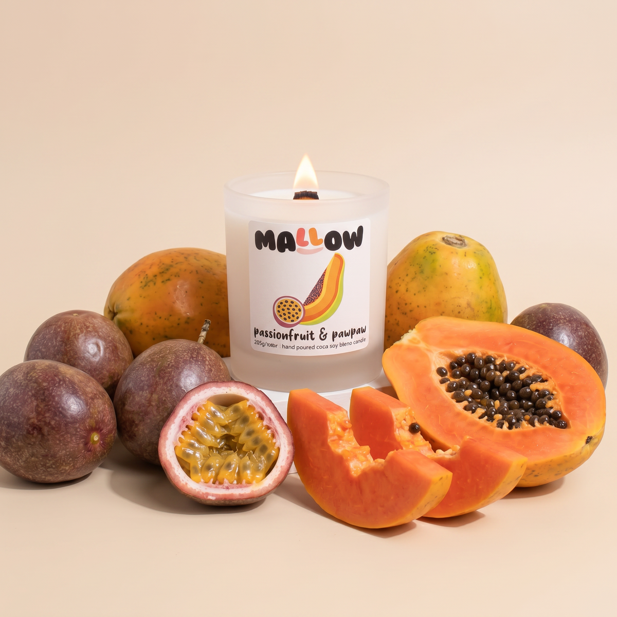 Passionfruit and Pawpaw wood wick candle